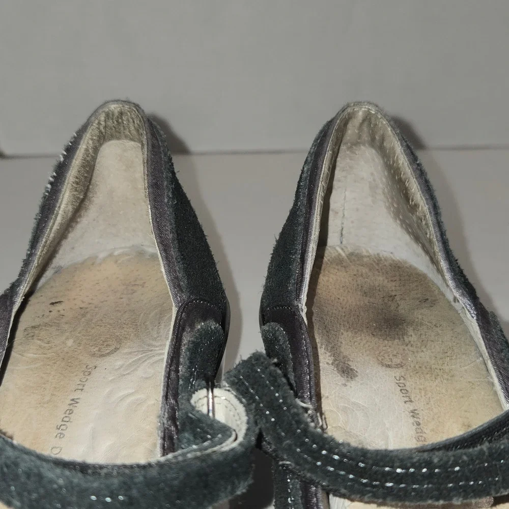 Jambu Lido Mary Jane Sport Wedge Shoes Womens 9.5 Black Suede Comfort Walking